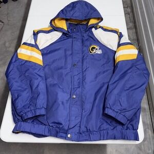 Vintage Los Angeles Rams NFL Starter Hooded puffer Jacket Mens 3XL
